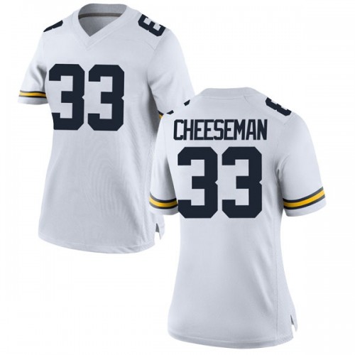 Camaron Cheeseman Michigan Wolverines Women's NCAA #33 White Replica Brand Jordan College Stitched Football Jersey CTE4854AN